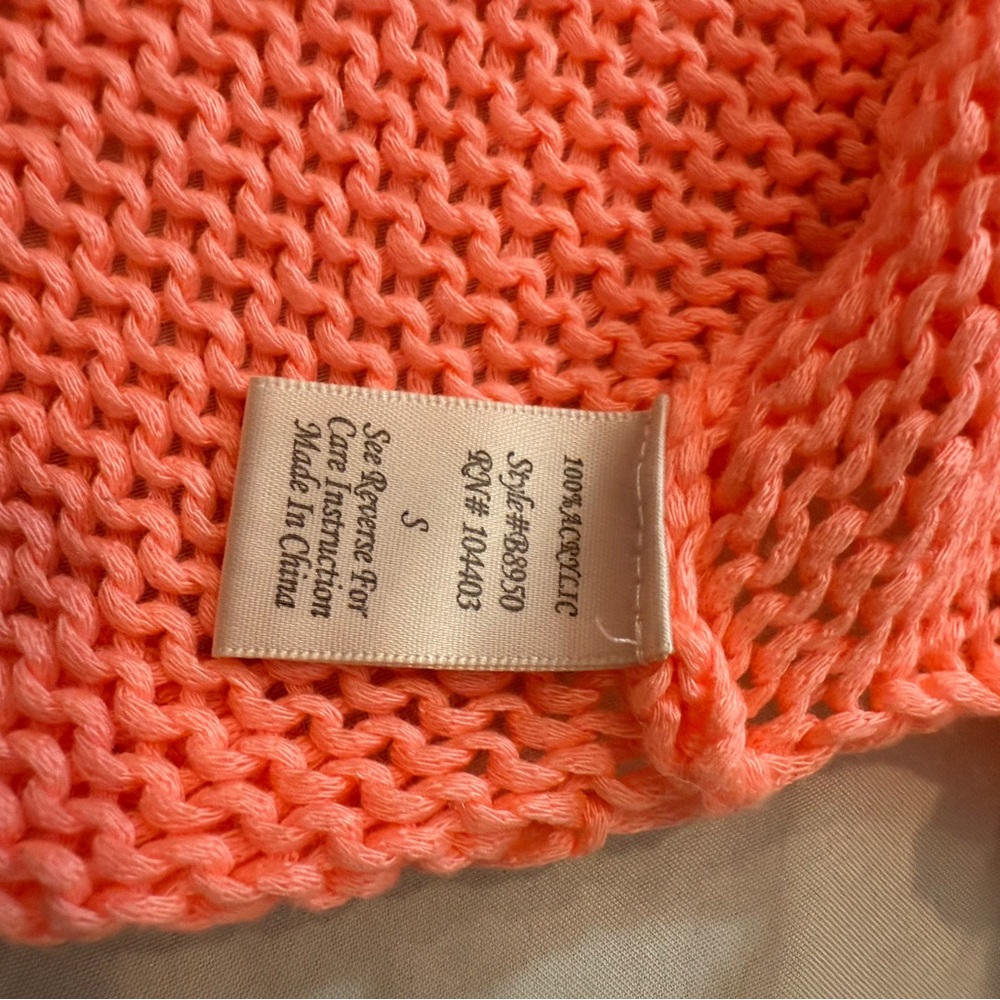 Anthropologie Blu‎ Pepper Chunky Brush Knit Coral Small Sweater Y2K 90s - Picture 7 of 7